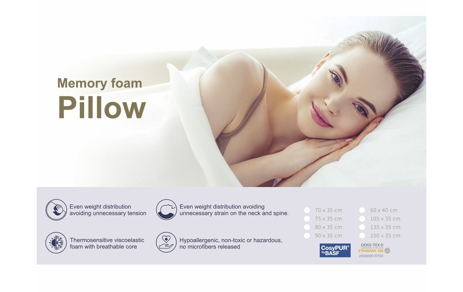 VISCOELASTIC COMFORT PILLOW - HEIGHT 12 CM
