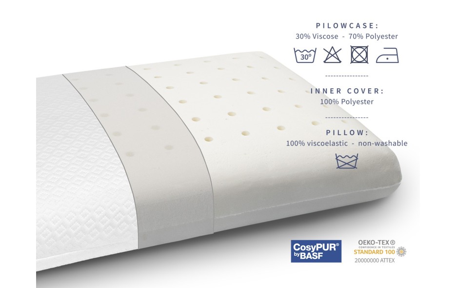 VISCOELASTIC COMFORT PILLOW - HEIGHT 12 CM