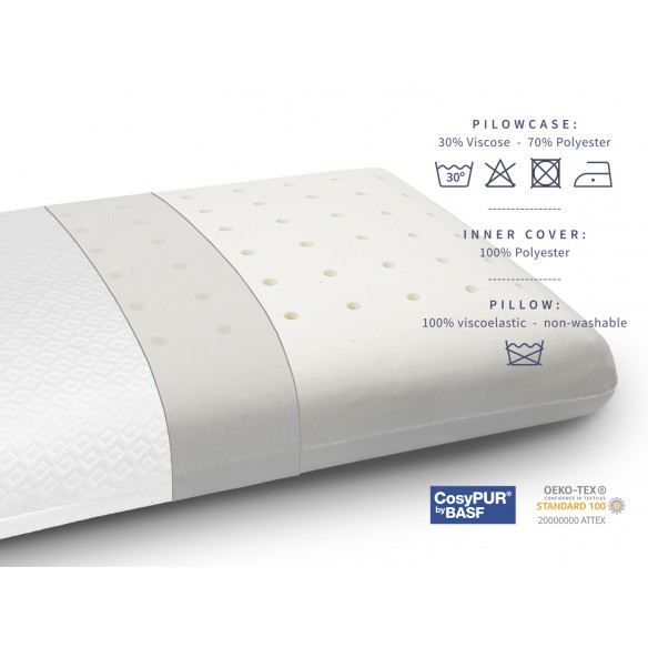VISCOELASTIC COMFORT PILLOW - HEIGHT 12 CM